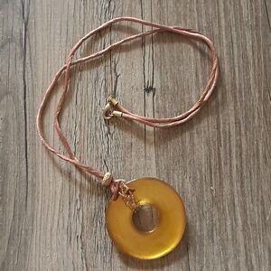Gold Pendant Necklace On Silk Cord